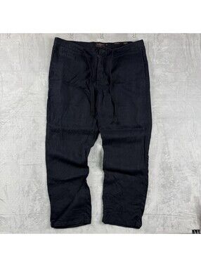 Black Brown 1826 100% Linen Drawstring Pants Men's 38x30 Casual Beach Old Money